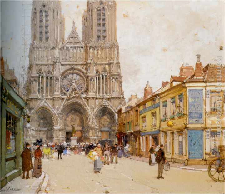 La Cathedrale de Reims painting - Eugene Galien-Laloue La Cathedrale de Reims art painting